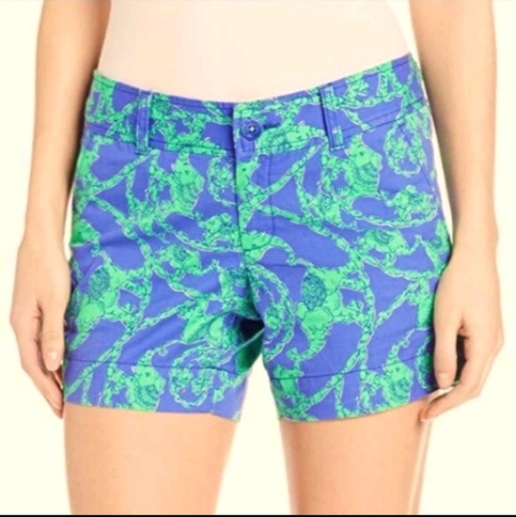 Lilly Pulitzer Callahan Shorts "Multi Lilly Loves Hawaii" Elephants Green Size 6 - Picture 1 of 12